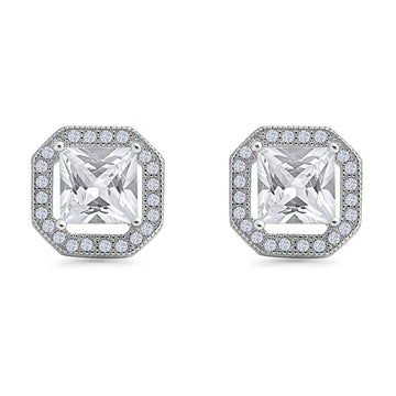 Princess Cut Stud Earring